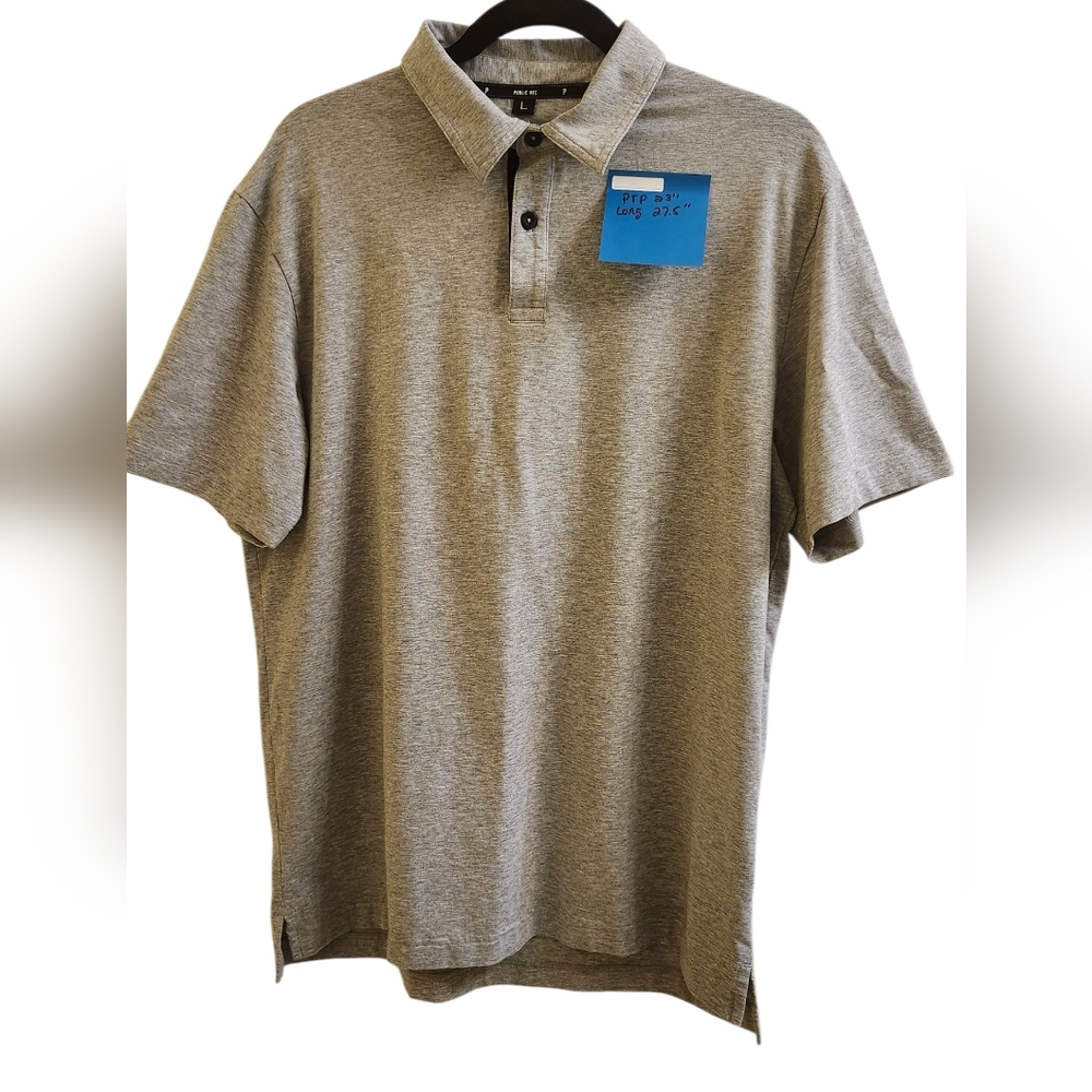 Public Rec Gray Short Sleeve Polo Shirt Men's Size Large